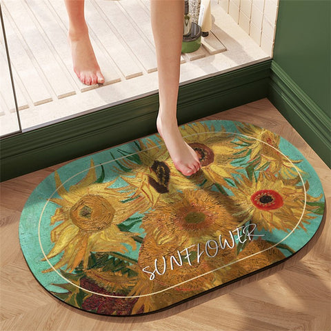 J-26 60x90cm Nordic Style Non-Slip Bath Mat Diatom Mud Water Absorbent Floor Pad Bathroom Carpet