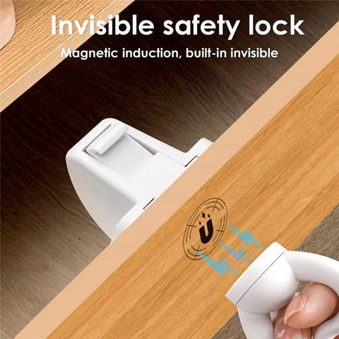 4Pcs Magnetic Cupboard Lock with Key Child Safety Lock for Kitchen Cabinets and Drawers