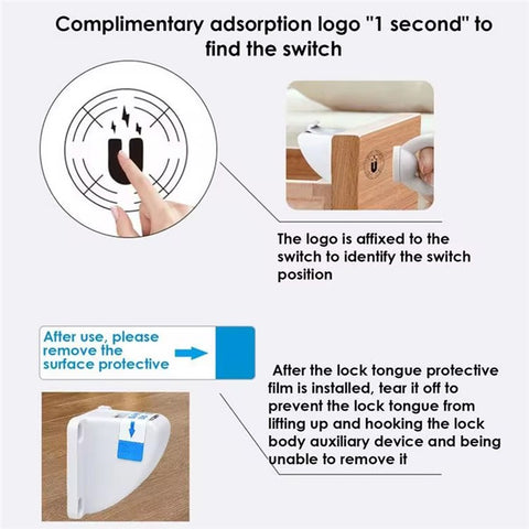 4Pcs Magnetic Cupboard Lock with Key Child Safety Lock for Kitchen Cabinets and Drawers