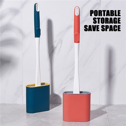 6905 Quick Drying Flat Head Soft Bristles Long Handle Toilet Brush with Base Bathroom Cleaning Supplies