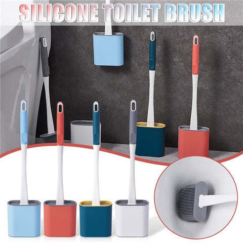 6905 Quick Drying Flat Head Soft Bristles Long Handle Toilet Brush with Base Bathroom Cleaning Supplies