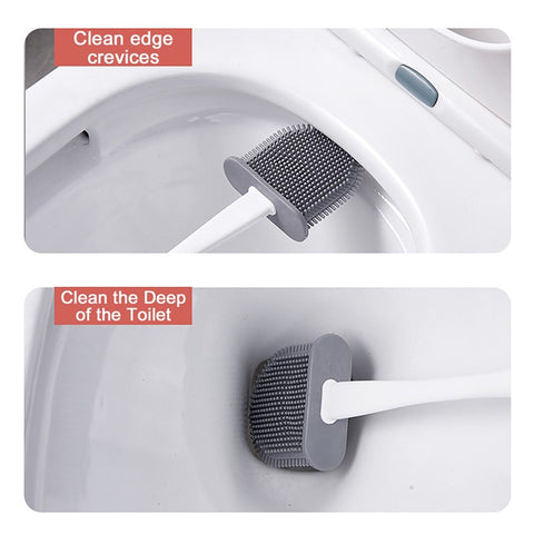 6905 Quick Drying Flat Head Soft Bristles Long Handle Toilet Brush with Base Bathroom Cleaning Supplies