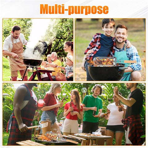 Stainless Steel Grill Basket with Wood Handle Scald Proof BBQ Rolling Grilling Basket (BPA Free, No FDA)