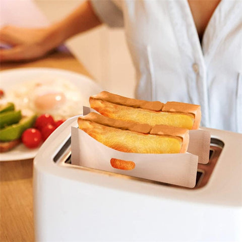 5Pcs 16x18cm PTFE Toaster Bag High Temperature Resistant Non-Stick Microwave Bread Bag (BPA Free, No FDA Certificate)