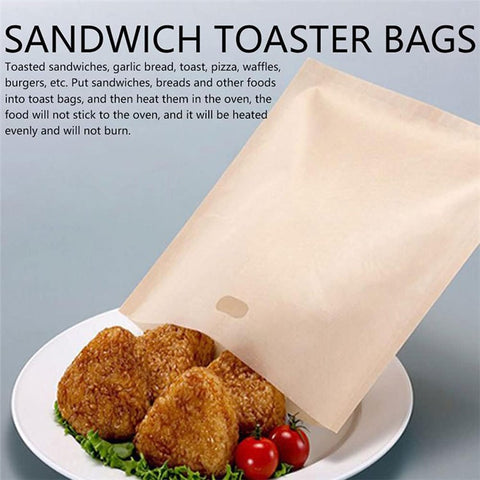 5Pcs 16x16.5cm Non-Stick Microwave Bread Bag High Temperature Resistant PTFE Toaster Bag (BPA Free, No FDA Certificate)