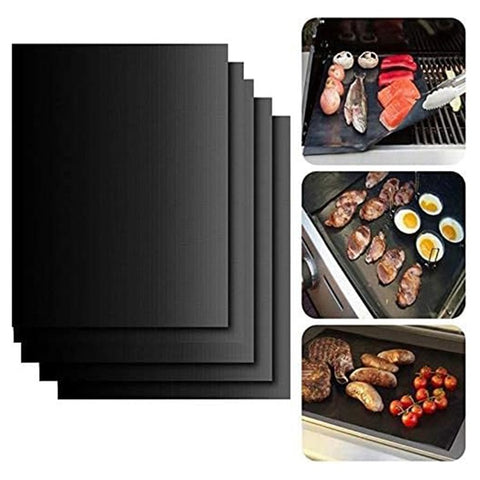 5PCS 33CMx40CMx0.2MM BBQ Grill Mats Non-Stick PTFE Fiberglass Grilling Liners Pads (BPA-Free, No FDA Certified)