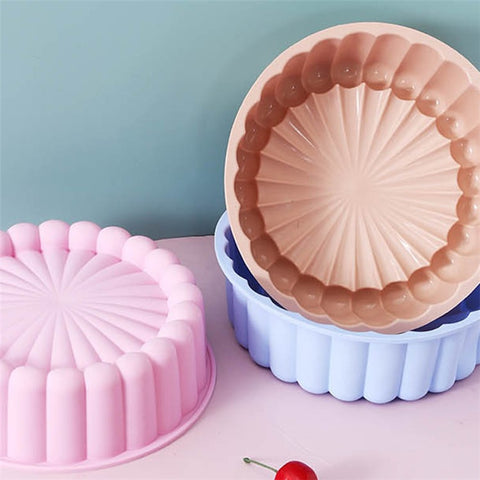 Flower Shape Silicone Baking Pan Round Tray Bread Mousse Cake Mold (BPA-Free, No FDA Certified)
