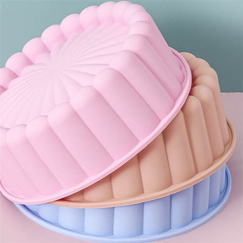 Flower Shape Silicone Baking Pan Round Tray Bread Mousse Cake Mold (BPA-Free, No FDA Certified)