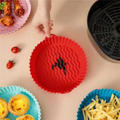 8.5-inch Air Fryer Silicone Liner Baking Tray Reusable Silicone Pot (BPA-free, No FDA Certificate)