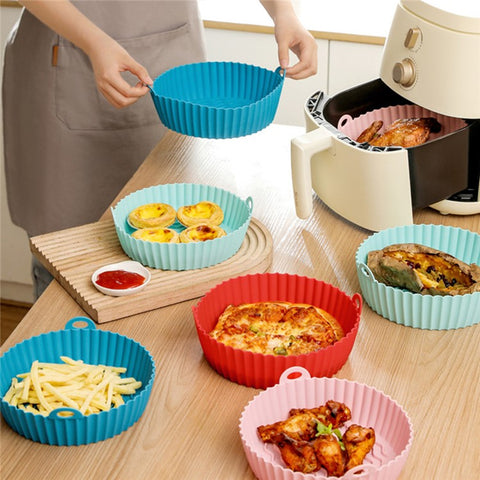 8.5-inch Air Fryer Silicone Liner Baking Tray Reusable Silicone Pot (BPA-free, No FDA Certificate)