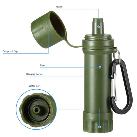 K8612M Outdoor Survival Water Purifier BPA Free Water Filter Straw Filtration System (FDA Certificated)