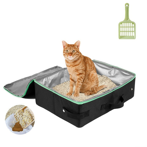 QS-115 Folding Cat Litter Box Portable Oxford Cloth Travel Feces Box Waterproof Mobile Cat Toilet