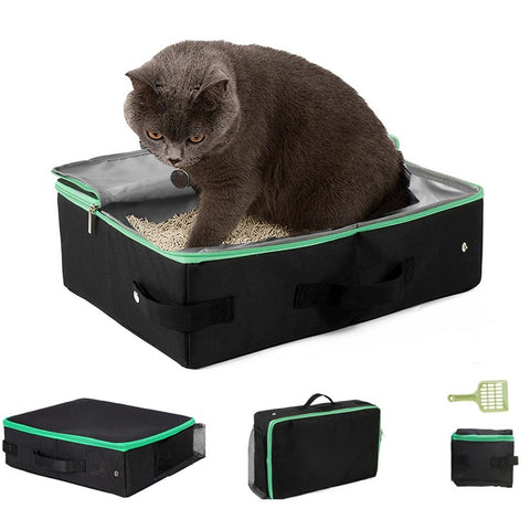 QS-115 Folding Cat Litter Box Portable Oxford Cloth Travel Feces Box Waterproof Mobile Cat Toilet