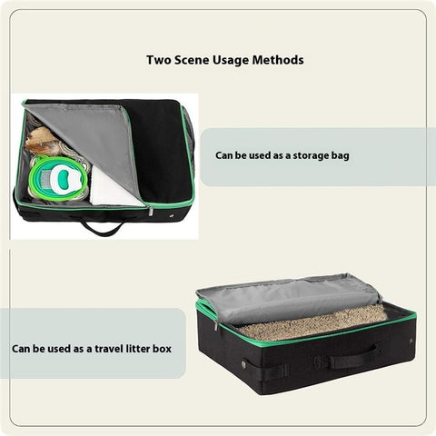 QS-115 Folding Cat Litter Box Portable Oxford Cloth Travel Feces Box Waterproof Mobile Cat Toilet