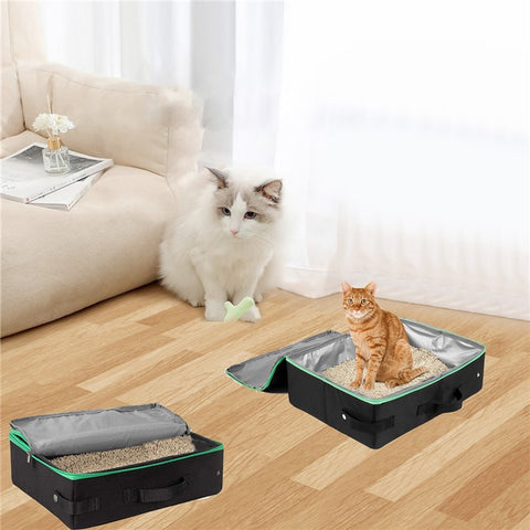QS-115 Folding Cat Litter Box Portable Oxford Cloth Travel Feces Box Waterproof Mobile Cat Toilet