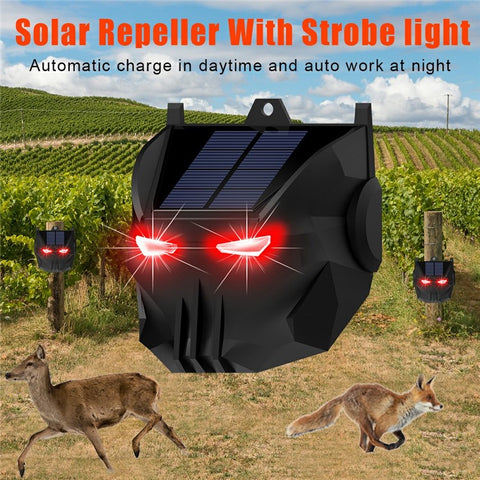 N911X 2Pcs Solar Powered Animal Repellent Lamp Outdoor Security Red LED Flashing Predator Deterrent Light