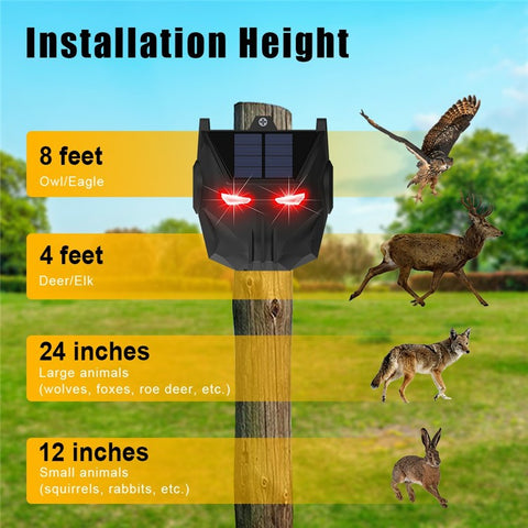 N911X 2Pcs Solar Powered Animal Repellent Lamp Outdoor Security Red LED Flashing Predator Deterrent Light
