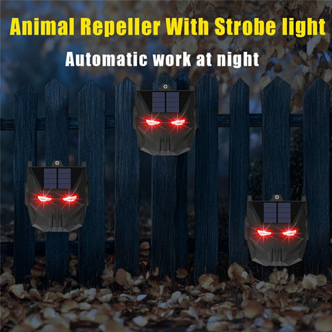 N911X 2Pcs Solar Powered Animal Repellent Lamp Outdoor Security Red LED Flashing Predator Deterrent Light