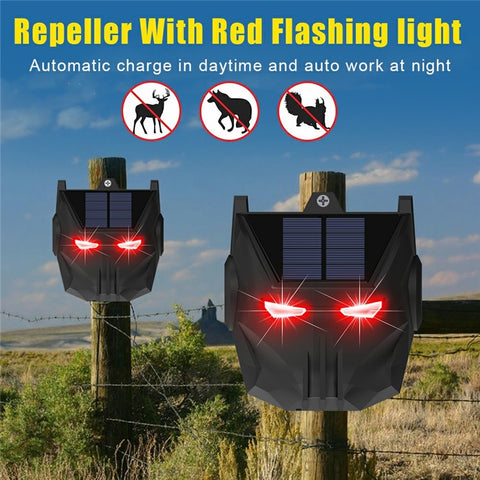 N911X 2Pcs Solar Powered Animal Repellent Lamp Outdoor Security Red LED Flashing Predator Deterrent Light