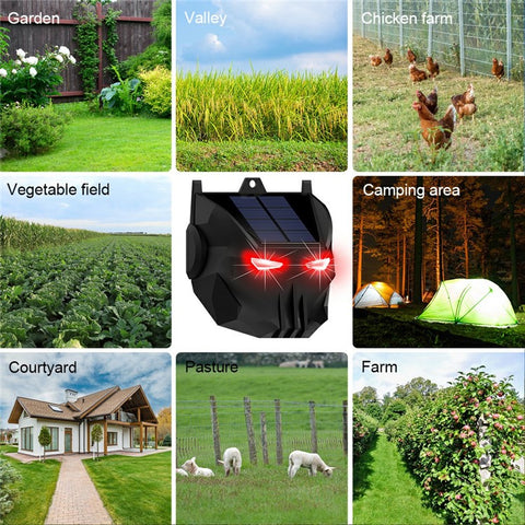 N911X 2Pcs Solar Powered Animal Repellent Lamp Outdoor Security Red LED Flashing Predator Deterrent Light