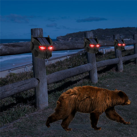 N911X 2Pcs Solar Powered Animal Repellent Lamp Outdoor Security Red LED Flashing Predator Deterrent Light