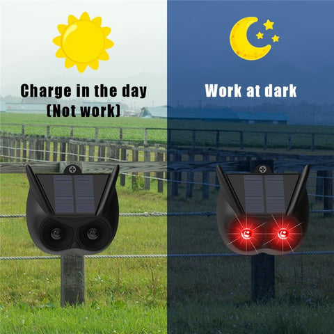 N911V 2Pcs Solar Powered Bird Animal Repellent Lamp Red LED Flashing Predator Deterrent Lights