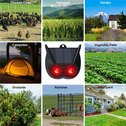 N911V 2Pcs Solar Powered Bird Animal Repellent Lamp Red LED Flashing Predator Deterrent Lights