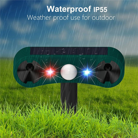 N911W Solar Powered Alarm for Garden, Farm Ultrasonic Animal Repellent Motion Sensor Infrared Detection