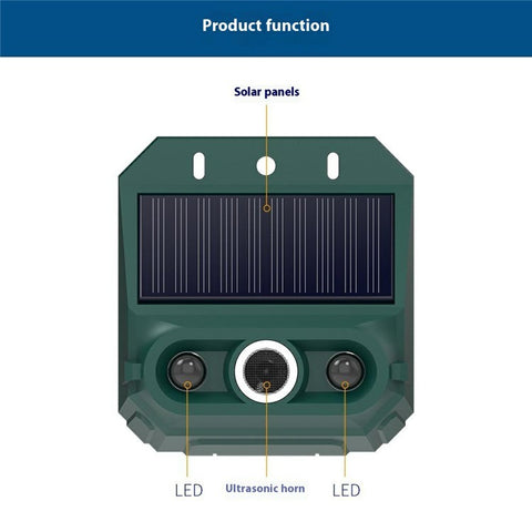 N911Z 2Pcs Solar Powered Ultrasonic Bird Repellent LED Flashing Pigeon Deterrent Motion Sensor Alarm