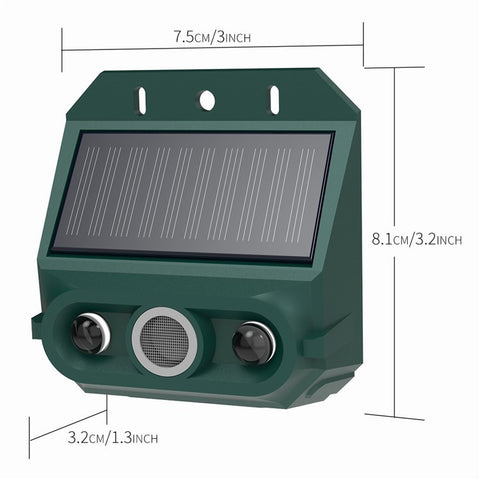 N911Z 2Pcs Solar Powered Ultrasonic Bird Repellent LED Flashing Pigeon Deterrent Motion Sensor Alarm