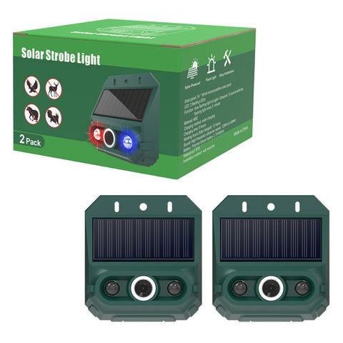 N911Z 2Pcs Solar Powered Ultrasonic Bird Repellent LED Flashing Pigeon Deterrent Motion Sensor Alarm