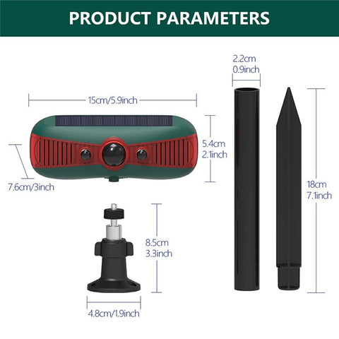 N911Y Solar Powered Alarm Infrared Motion Sensor Sound Light Warning High Frequency Ultrasonic Animal Voice Repellent