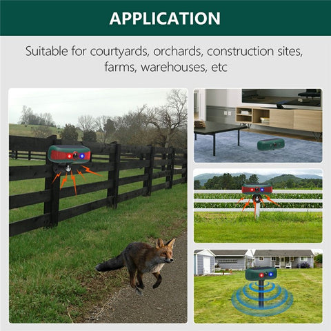 N911Y Solar Powered Alarm Infrared Motion Sensor Sound Light Warning High Frequency Ultrasonic Animal Voice Repellent