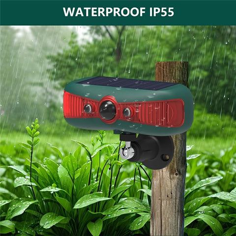 N911Y Solar Powered Alarm Infrared Motion Sensor Sound Light Warning High Frequency Ultrasonic Animal Voice Repellent