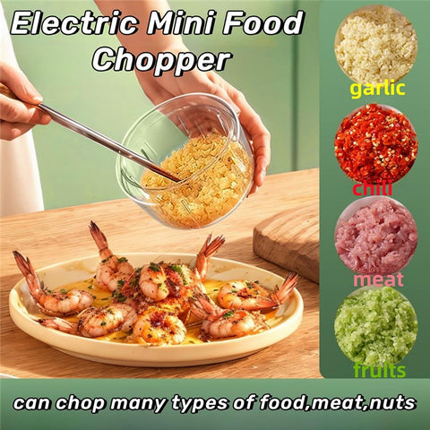 250ML Electric Mini Garlic Chopper with 3 Cutter Vegetable Grinder Masher Small Food Processor