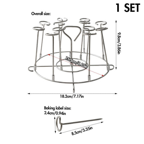 304 Stainless Steel Oven Rack Air Fryer Accessory Vertical Grill Microwave Barbecue Skewer Stand (No FDA)