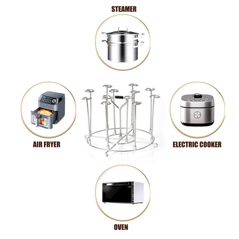 304 Stainless Steel Oven Rack Air Fryer Accessory Vertical Grill Microwave Barbecue Skewer Stand (No FDA)