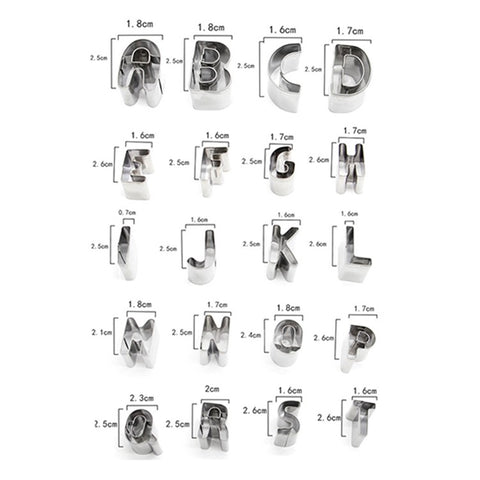 26 Alphabet Cookies Cutters Stainless Steel A-Z Mini Shape Biscuits Mold (BPA Free, No FDA)