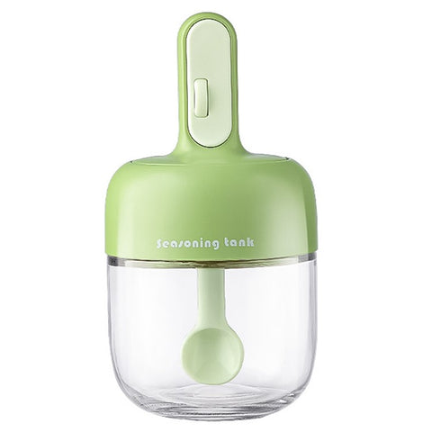 Kitchen Seasoning Container with Integrated Spoon Moisture Proof Glass Sealed Spice Jar (BPA Free, No FDA)