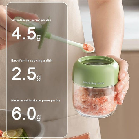 Kitchen Seasoning Container with Integrated Spoon Moisture Proof Glass Sealed Spice Jar (BPA Free, No FDA)