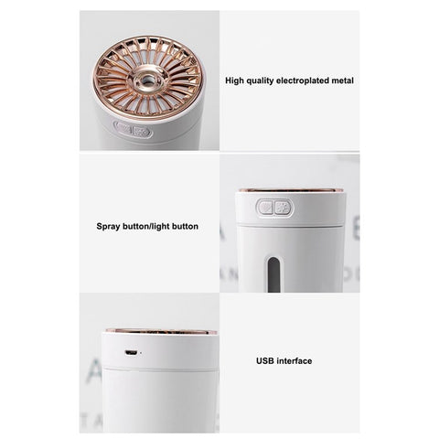 LA-0618S 300ml Portable Humidifier Desktop Air Humidifier Aroma Diffuser Mist Maker with Colorful Light for Office Cars (Battery Version)