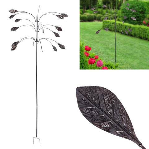 Outdoor Garden Yard Wind Power Spinner Iron Art Decorative Rotating Leaves Windmill