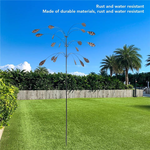 Outdoor Garden Yard Wind Power Spinner Iron Art Decorative Rotating Leaves Windmill