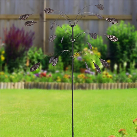Outdoor Garden Yard Wind Power Spinner Iron Art Decorative Rotating Leaves Windmill