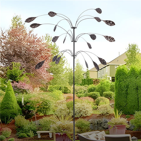 Outdoor Garden Yard Wind Power Spinner Iron Art Decorative Rotating Leaves Windmill