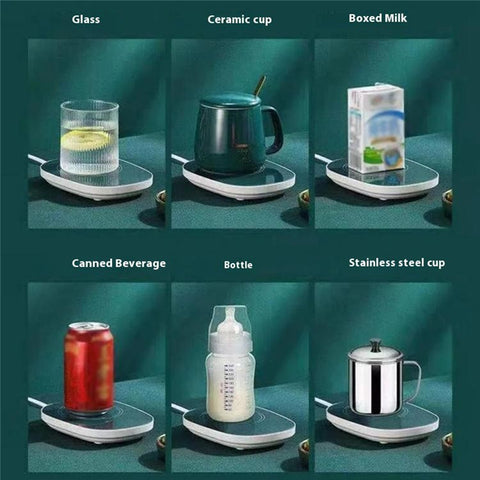 Smart Ceramic Coffee Mug Gift Set 55-Degree Constant Temperature Heating Coaster Warmer Milk Heater, USB Plug-in