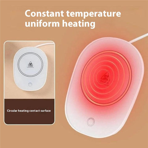 Smart Ceramic Coffee Mug Gift Set 55-Degree Constant Temperature Heating Coaster Warmer Milk Heater, USB Plug-in