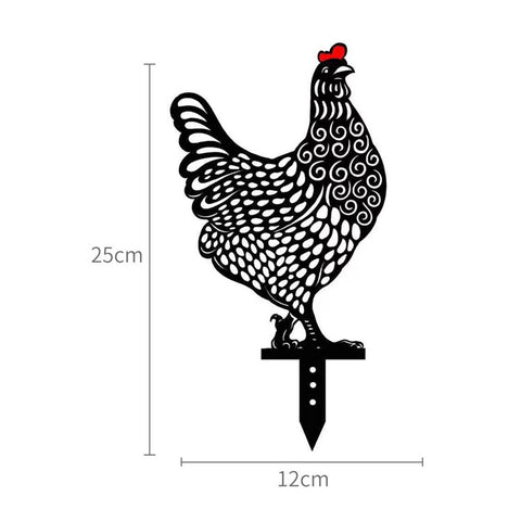 5Pcs / Set Garden Hen Chicken Yard Art Lawn Floor Decoration Animal Silhouette Garden Stakes