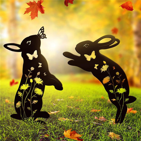 2PCS Hollow-Out Iron Garden Decor Stake Yard Art Decoration for Patio, Lawn