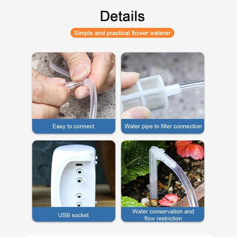 WiFi Water Timer Remote Control Potted Plant Smart Watering System with 10m Water Pipe+15 Emitters